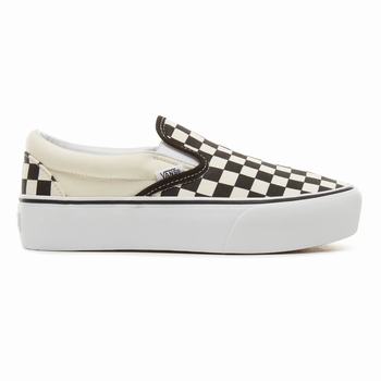 Vans Checkerboard Classic - Naisten Platform kengät - Mustat Valkoinen